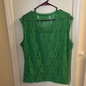 New York & Company Green Lace Sleeveless Blouse